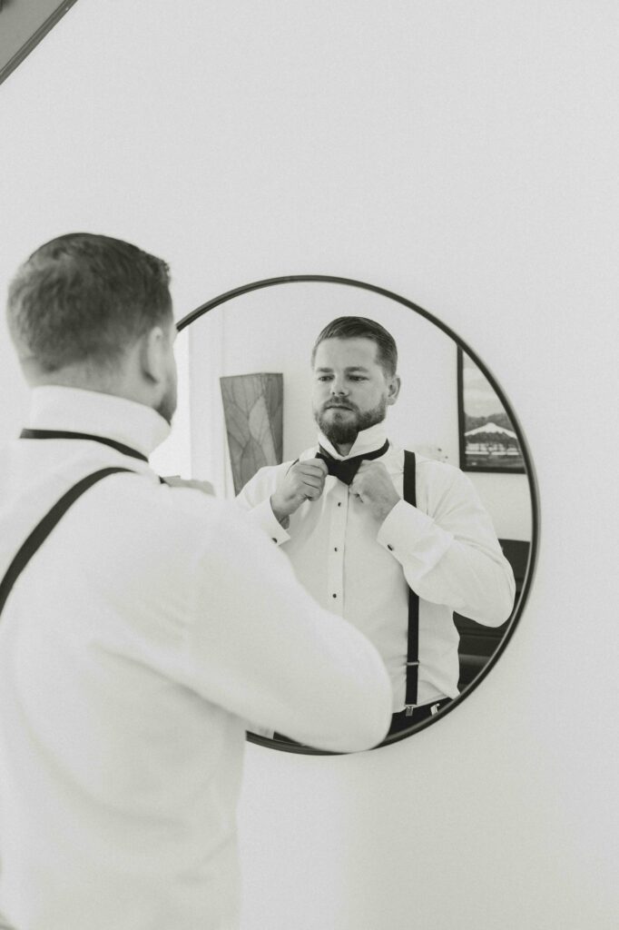 Groom getting ready.