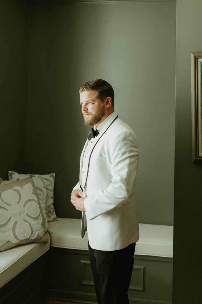 Groom getting ready.
