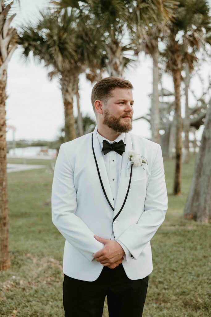 Ceremony portraits under the oaks at the Fountain of Youth.