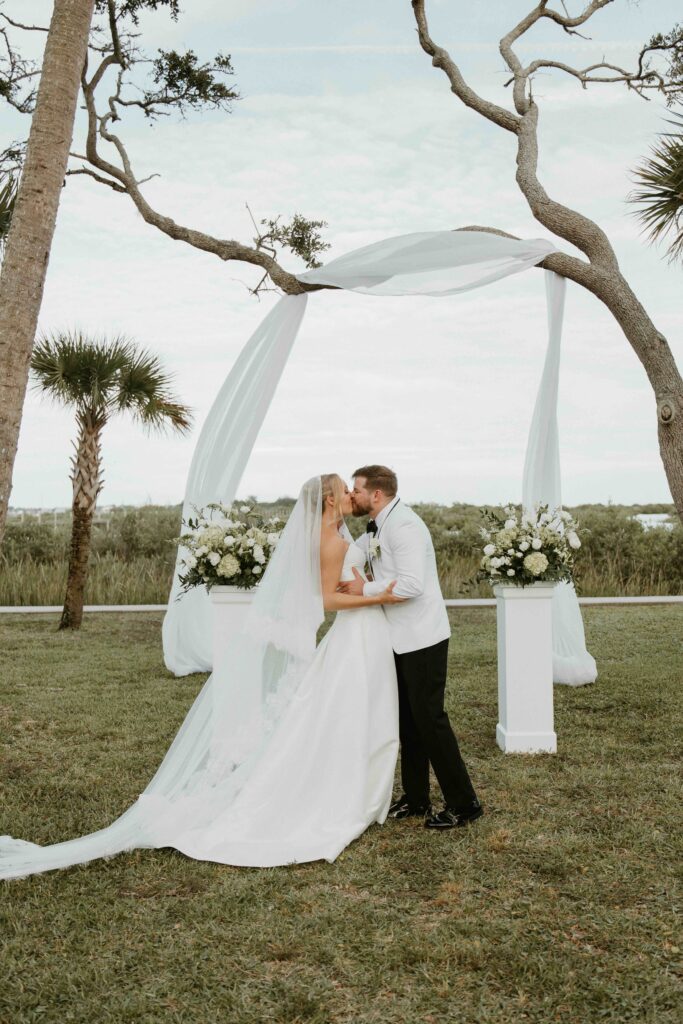 Ceremony portraits under the oaks at the Fountain of Youth.