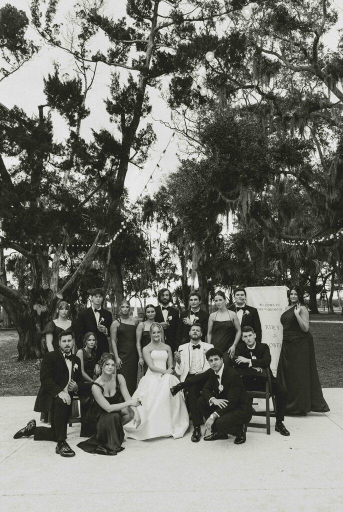 Cigar vogue-inspired wedding party portraits.